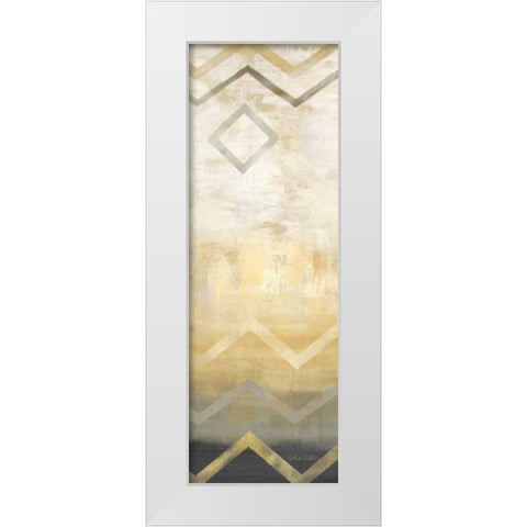Abstract Waves Black-Gold Panel I White Modern Wood Framed Art Print by Coulter, Cynthia