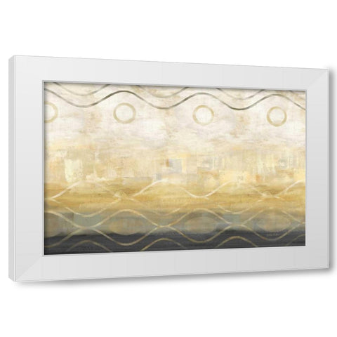 Abstract Waves Black-Gold Landscape White Modern Wood Framed Art Print by Coulter, Cynthia