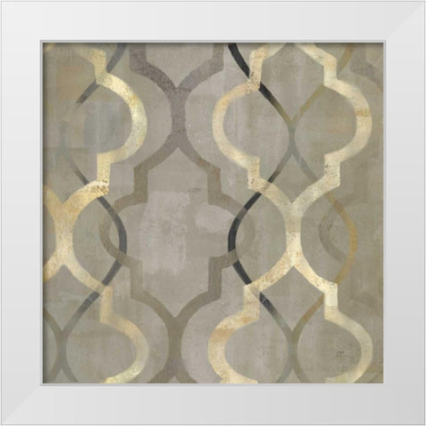 Abstract Waves Black-Gold Tiles III White Modern Wood Framed Art Print by Coulter, Cynthia