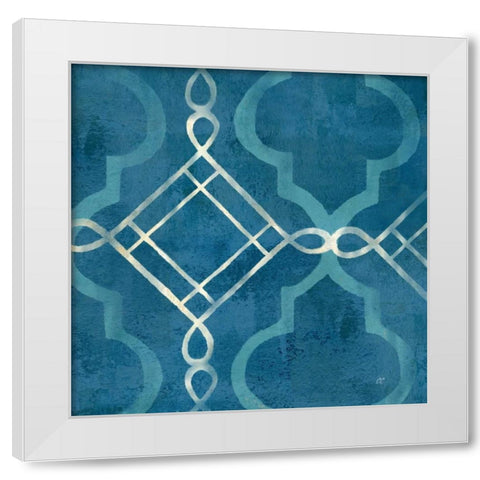 Abstract Waves Blue-Gray Tiles I White Modern Wood Framed Art Print by Coulter, Cynthia