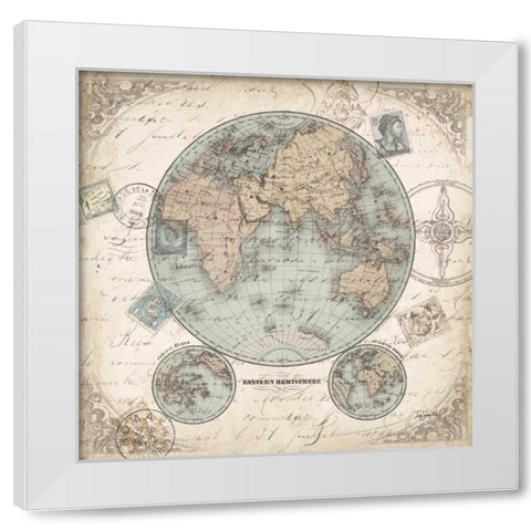 World Hemispheres I White Modern Wood Framed Art Print by Tre Sorelle Studios