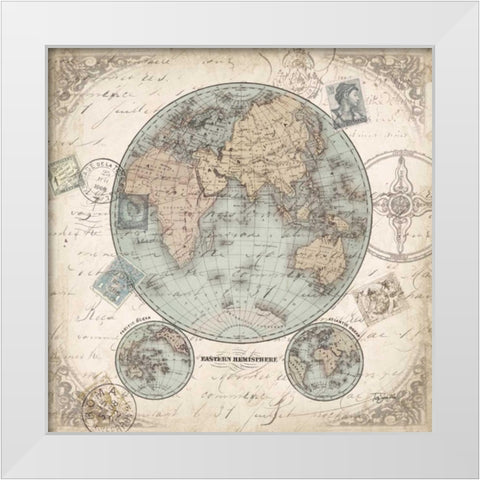 World Hemispheres I White Modern Wood Framed Art Print by Tre Sorelle Studios