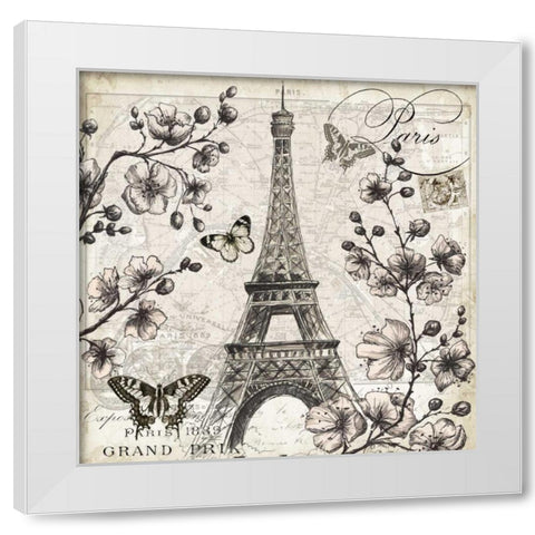 Paris in Bloom I  White Modern Wood Framed Art Print by Tre Sorelle Studios