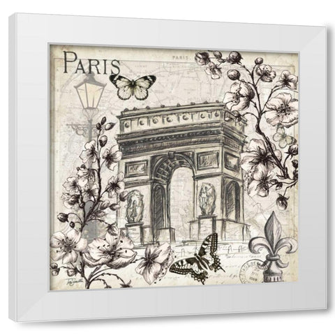 Paris in Bloom II  White Modern Wood Framed Art Print by Tre Sorelle Studios