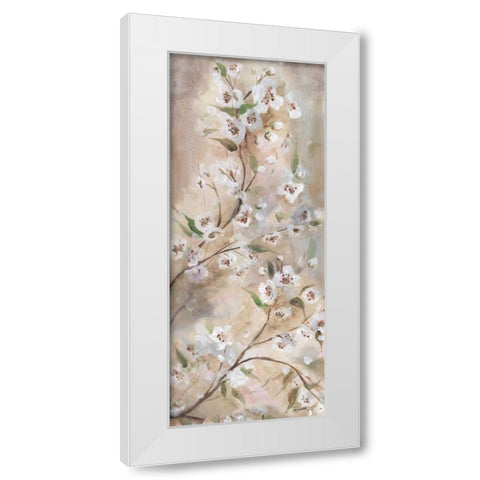 Cherry Blossoms Taupe Panel I  White Modern Wood Framed Art Print by Tre Sorelle Studios
