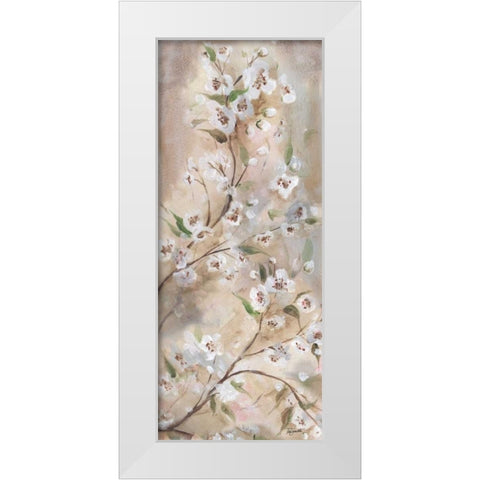 Cherry Blossoms Taupe Panel I  White Modern Wood Framed Art Print by Tre Sorelle Studios