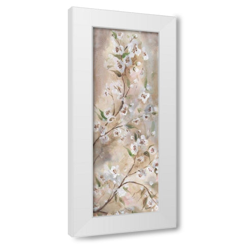 Cherry Blossoms Taupe Panel II  White Modern Wood Framed Art Print by Tre Sorelle Studios