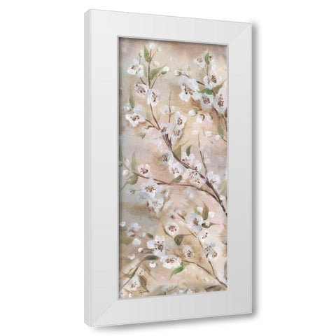 Cherry Blossoms Taupe Panel I  White Modern Wood Framed Art Print by Tre Sorelle Studios