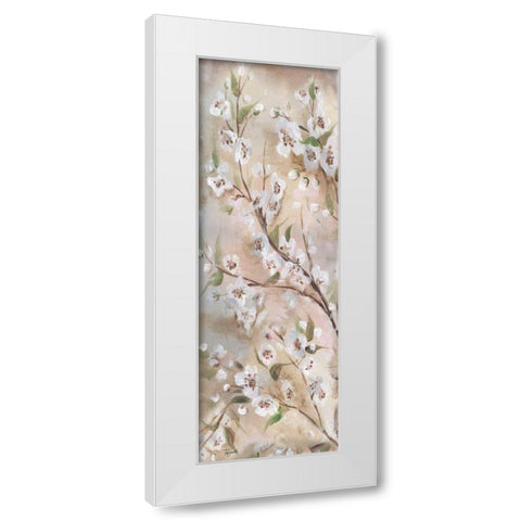 Cherry Blossoms Taupe Panel II  White Modern Wood Framed Art Print by Tre Sorelle Studios