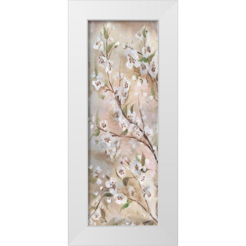 Cherry Blossoms Taupe Panel II  White Modern Wood Framed Art Print by Tre Sorelle Studios