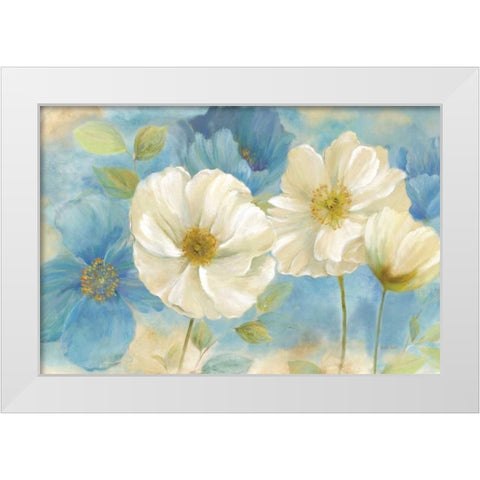Watercolor Poppies Landscape  White Modern Wood Framed Art Print by Coulter, Cynthia