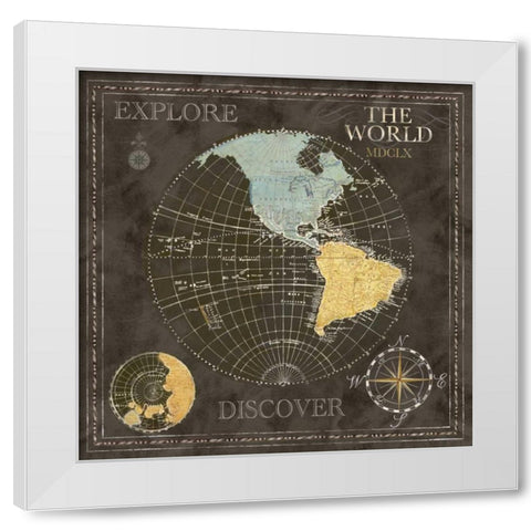 Old World Journey Map Black I  White Modern Wood Framed Art Print by Coulter, Cynthia