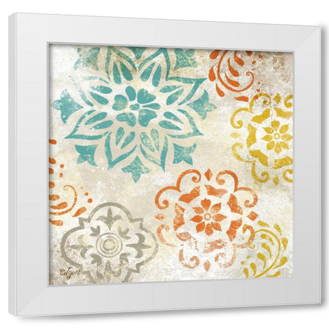 Colorful Medallions I  White Modern Wood Framed Art Print by Lyon, Rebecca