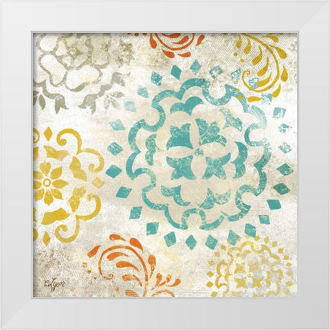 Colorful Medallions II  White Modern Wood Framed Art Print by Lyon, Rebecca