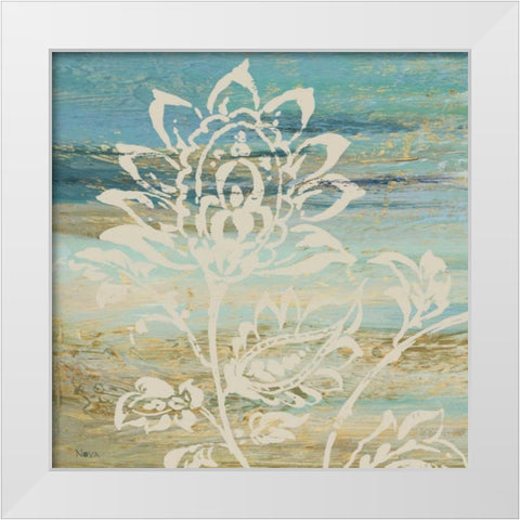 Blue Indigo with Lace I  White Modern Wood Framed Art Print by Studio Nova