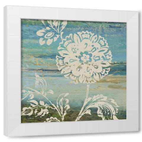 Blue Indigo with Lace II  White Modern Wood Framed Art Print by Studio Nova