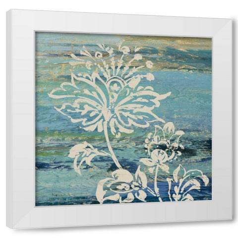 Blue Indigo with Lace III  White Modern Wood Framed Art Print by Studio Nova