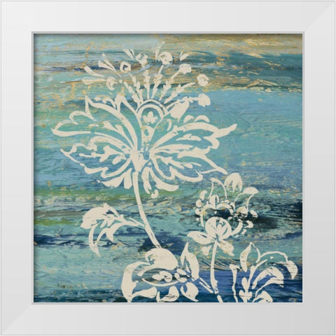 Blue Indigo with Lace III  White Modern Wood Framed Art Print by Studio Nova