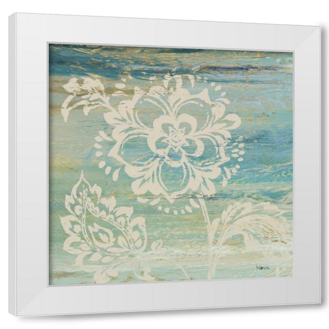 Blue Indigo with Lace IV  White Modern Wood Framed Art Print by Studio Nova