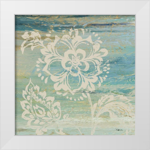 Blue Indigo with Lace IV  White Modern Wood Framed Art Print by Studio Nova