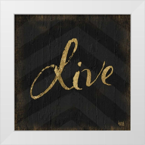 Chevron Sentiments Gold Heart Trio I  White Modern Wood Framed Art Print by h.artworks