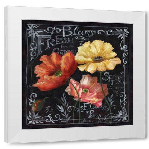 Flowers in Bloom Chalkboard II  White Modern Wood Framed Art Print by Tre Sorelle Studios