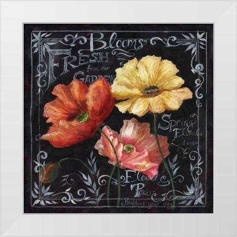Flowers in Bloom Chalkboard II  White Modern Wood Framed Art Print by Tre Sorelle Studios