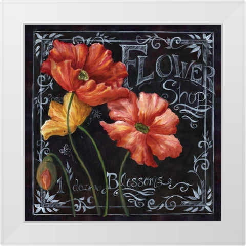 Flowers in Bloom Chalkboard I  White Modern Wood Framed Art Print by Tre Sorelle Studios