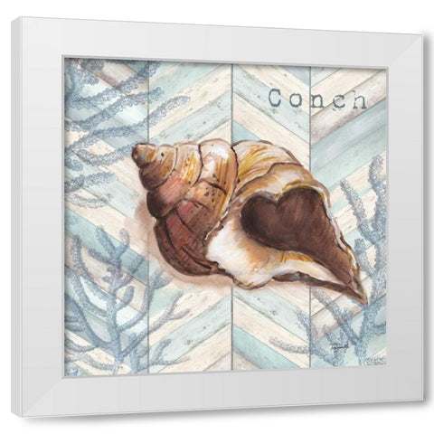 Chevron Shell I  White Modern Wood Framed Art Print by Tre Sorelle Studios