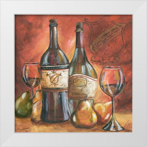 Red and Gold Wine II  White Modern Wood Framed Art Print by Tre Sorelle Studios