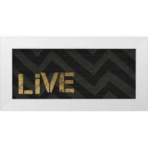 Chevron Sentiments Black and Gold Panel I  White Modern Wood Framed Art Print by h.artworks