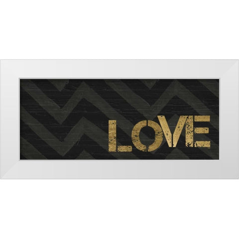 Chevron Sentiments Black and Gold Panel III  White Modern Wood Framed Art Print by h.artworks