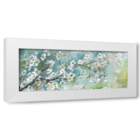 Cherry Blossoms Branch Panel White Modern Wood Framed Art Print by Tre Sorelle Studios