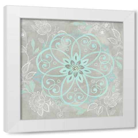 Jacobean Damask Blue-Gray I White Modern Wood Framed Art Print by Coulter, Cynthia