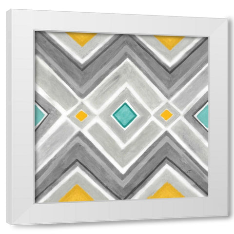 Chevron Tile Black-White I White Modern Wood Framed Art Print by Coulter, Cynthia