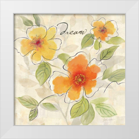 Bright Yellow Garden Trio I White Modern Wood Framed Art Print by Coulter, Cynthia