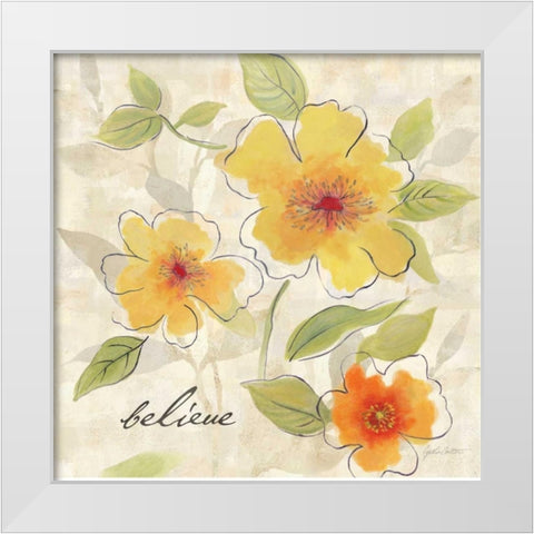 Bright Yellow Garden Trio II White Modern Wood Framed Art Print by Coulter, Cynthia