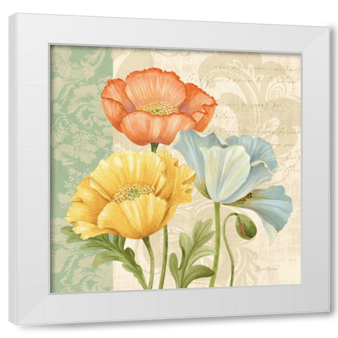 Pastel Poppies Multi I White Modern Wood Framed Art Print by Gladding, Pamela