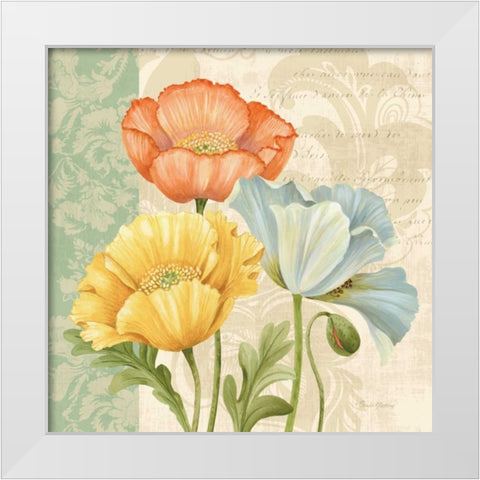 Pastel Poppies Multi I White Modern Wood Framed Art Print by Gladding, Pamela