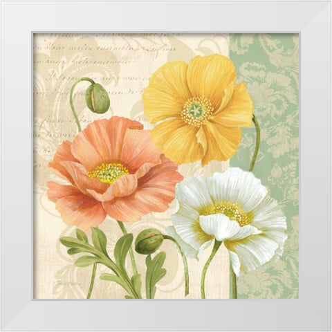 Pastel Poppies Multi II White Modern Wood Framed Art Print by Gladding, Pamela