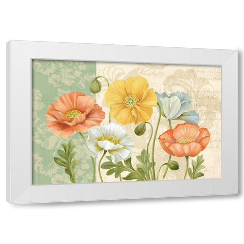 Pastel Poppies Multi Landscape White Modern Wood Framed Art Print by Gladding, Pamela