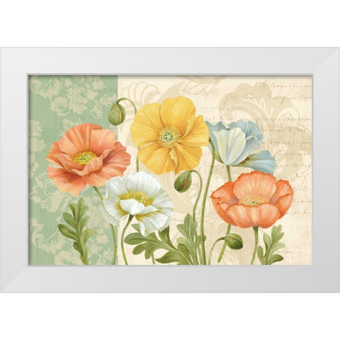 Pastel Poppies Multi Landscape White Modern Wood Framed Art Print by Gladding, Pamela