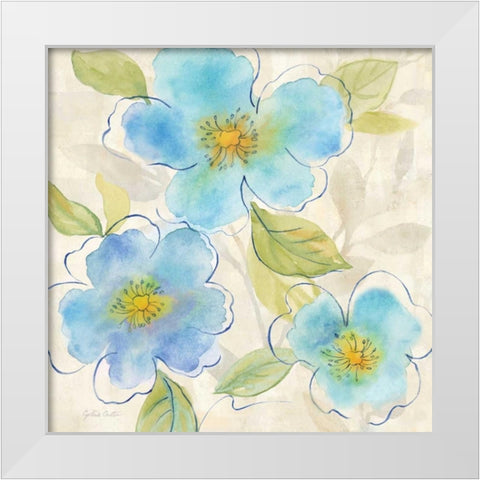 Blue Poppy Garden II White Modern Wood Framed Art Print by Coulter, Cynthia