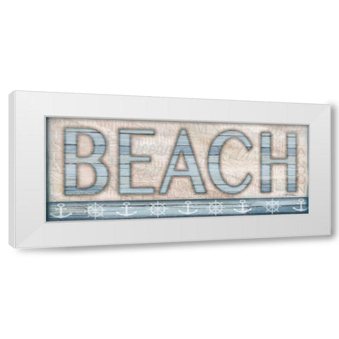 Driftwood Beach Sign I White Modern Wood Framed Art Print by Killeen, Jen