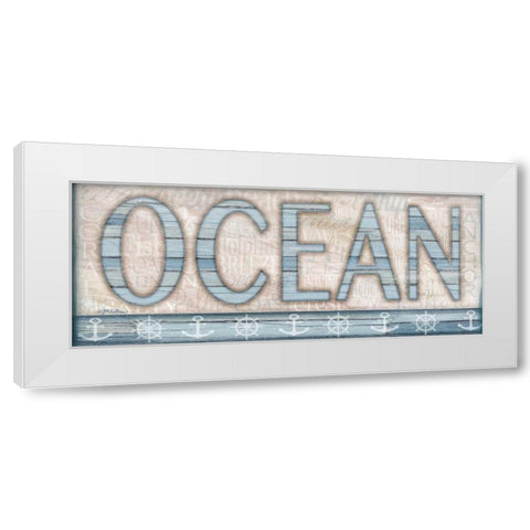 Driftwood Beach Sign II White Modern Wood Framed Art Print by Killeen, Jen