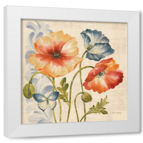 Watercolor Poppies Multi I White Modern Wood Framed Art Print by Gladding, Pamela