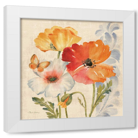 Watercolor Poppies Multi II White Modern Wood Framed Art Print by Gladding, Pamela