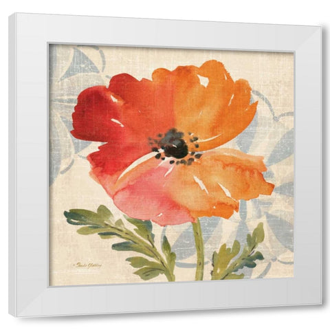 Watercolor Poppies V White Modern Wood Framed Art Print by Gladding, Pamela