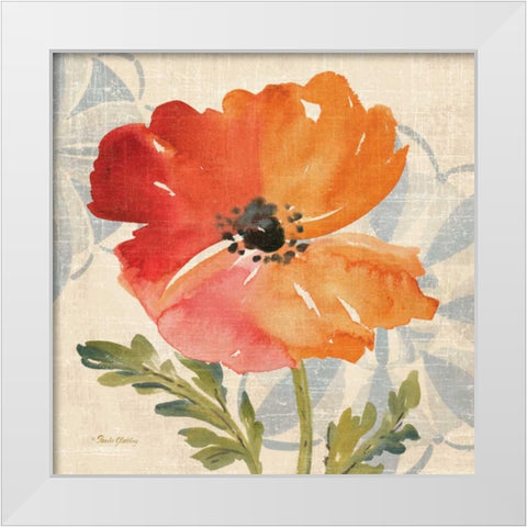 Watercolor Poppies V White Modern Wood Framed Art Print by Gladding, Pamela
