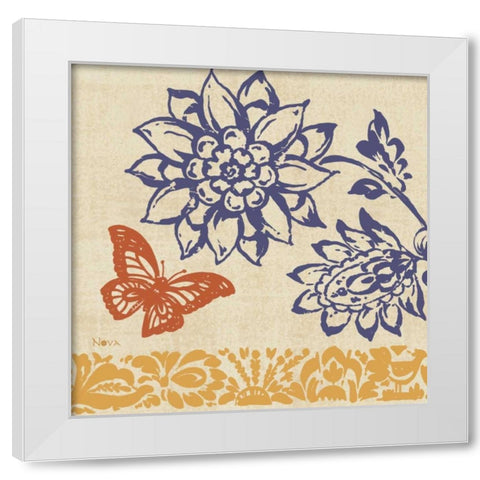 Blue Indigo Butterfly I White Modern Wood Framed Art Print by Studio Nova
